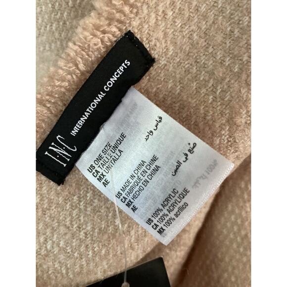 INC International Concepts Plaid Color Block Scarf/Wrap/Shawl BLUSH/BEIGE NEW - Picture 3 of 7